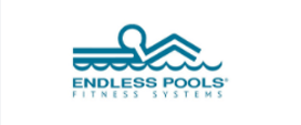 Logo of Endless Pools with an abstract swimmer design above wavy lines, followed by the text "Endless Pools Fitness Systems."