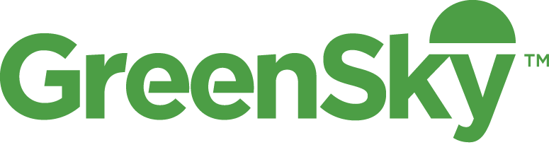 GreenSky logo featuring bold, green text with a stylized sky motif incorporated into the design. The logo appears on a plain, white background.