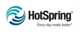 The image shows the HotSpring logo with a blue and teal circular design and the slogan "Every day made better" beneath the text.